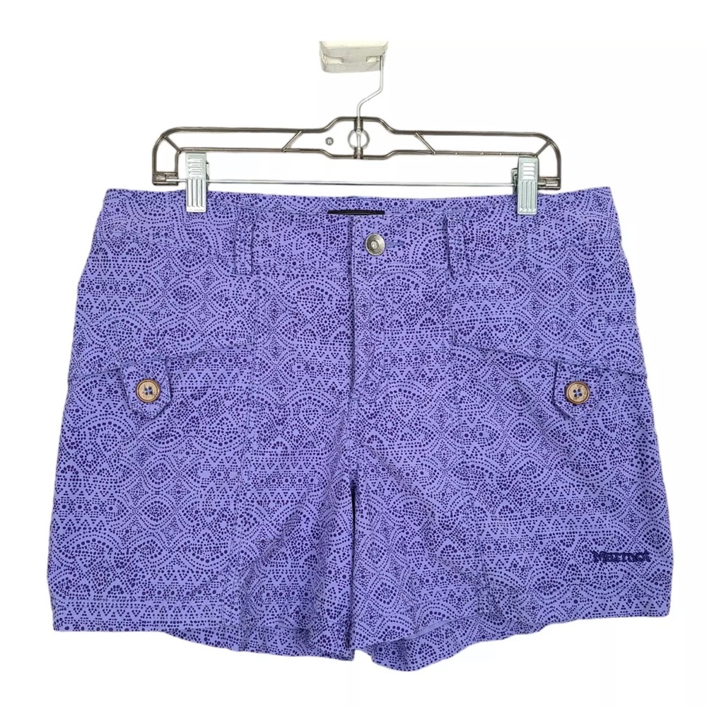 MARMOT Women's Ginny Shorts 12 Blue Print Cotton Blend Pockets